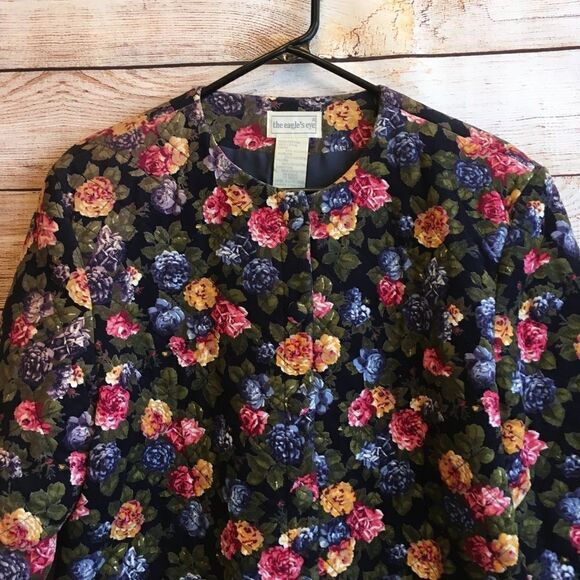 VINTAGE THE EAGLE'S EYE QUILTED CORDUROY FLORAL BLAZER - Picture 2 of 8